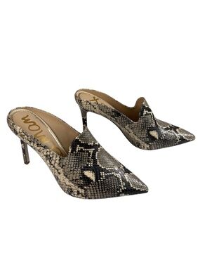 Sam Edelman Harlee Snakeskin Print Mule Heels Pointed Toe Pumps Size 10 NWOT
